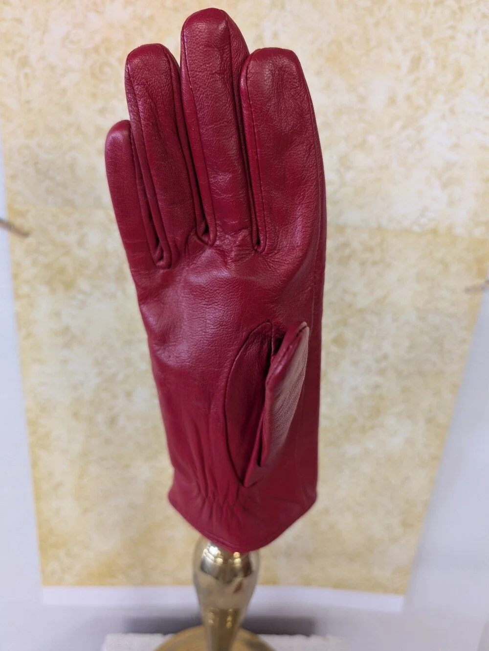 Gloves Red Leather Women's Gloves Classic Style Sz S/M